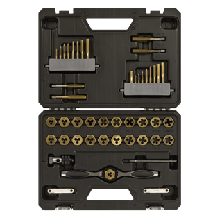 Sealey | Premier Metric & Imperial Titanium Coated Hexagonal Tap & Die Set 46pc - AK3046