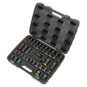 Sealey | Lock-On™ Standard & Deep Impact Socket Set 34pc 1/2"Sq Drive 6pt Metric - AK5636M