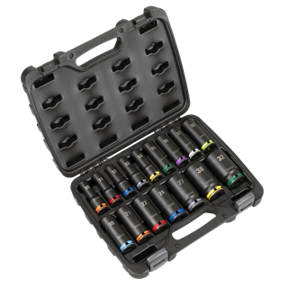 Sealey | Lock-On™ Deep Impact Socket Set 1/2"Sq Drive 16pc - AK58170M