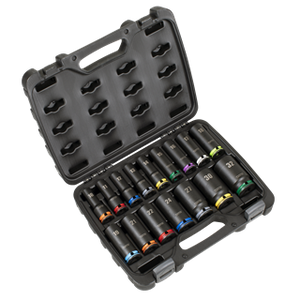 Sealey | Lock-On™ Deep Impact Socket Set 1/2"Sq Drive 16pc - AK58170M