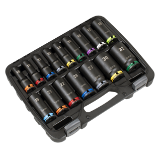Sealey Lock On™ Deep Impact Socket Set 1/2"Sq Drive 16pc AK58170M