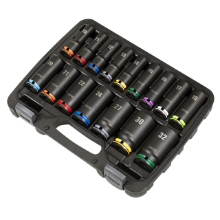 Sealey Lock On™ Deep Impact Socket Set 1/2"Sq Drive 16pc AK58170M