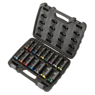 Sealey | Lock-On™ Deep Impact Socket Set 1/2"Sq Drive 16pc - AK58170M