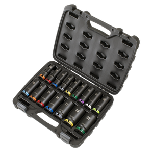 Sealey | Lock-On™ Deep Impact Socket Set 1/2"Sq Drive 16pc - AK58170M