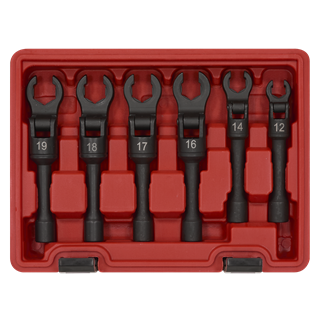 Sealey | Flexi-Head Flare Nut Diesel Injection Wrench Set 6pc 3/8"Sq Drive - AK6901