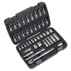 Sealey | Socket & Socket Bit Set 3/8"Sq Drive 42pc - AK7915