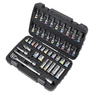 Sealey | Socket & Socket Bit Set 3/8"Sq Drive 42pc - AK7915