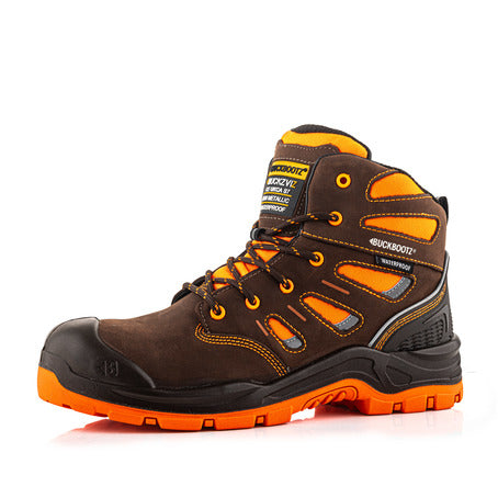 *STOCK CLEARANCE* - Buckler Safety Lace Boot – BVIZ2/OR | Hi-Vis, Waterproof & Slip-Resistant