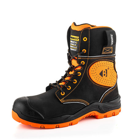 Buckzviz BVIZ6BKOR High Leg Lace Boot – Black/Hi-Vis Orange S7S