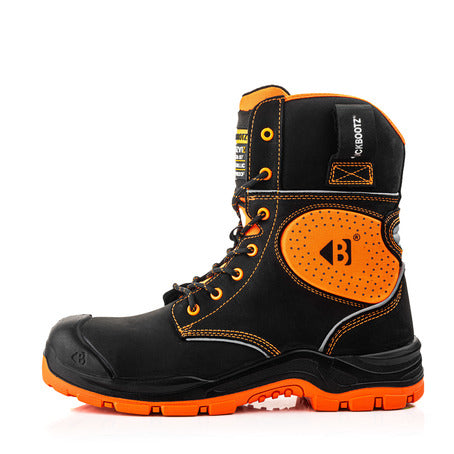 Buckzviz BVIZ6BKOR High Leg Lace Boot – Black/Hi-Vis Orange S7S