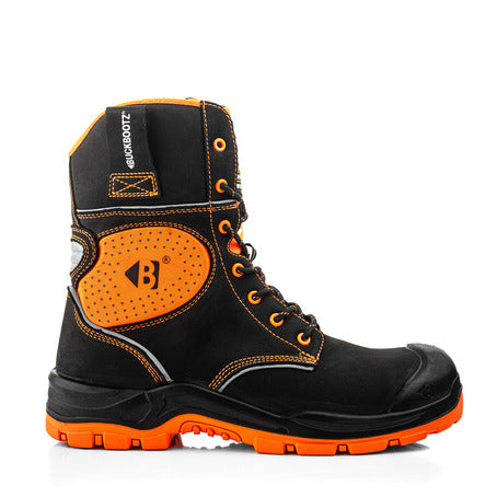 Buckzviz BVIZ6BKOR High Leg Lace Boot – Black/Hi-Vis Orange S7S