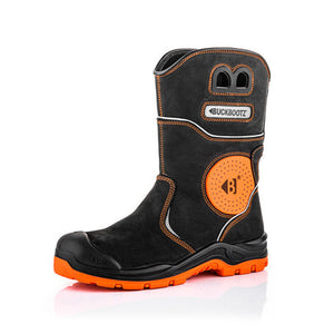 *STOCK CLEARANCE* - Buckler BVIZ5 S7 Hi-Vis Waterproof Safety Rigger Boots – Orange/Black | Metal-Free & Slip-Resistant