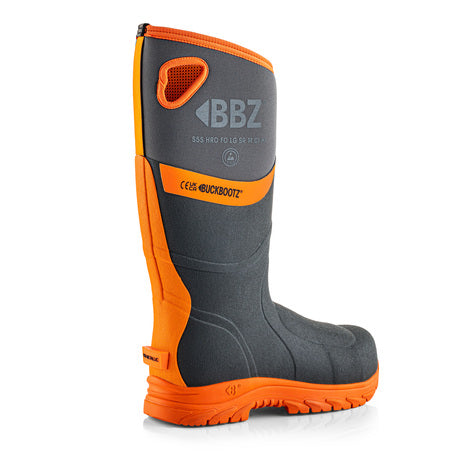 Buckbootz BBZ9000GYOR Safety Wellington – Grey/Hi-Viz Orange S5