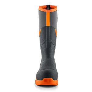 Buckbootz BBZ9000GYOR Safety Wellington – Grey/Hi-Viz Orange S5