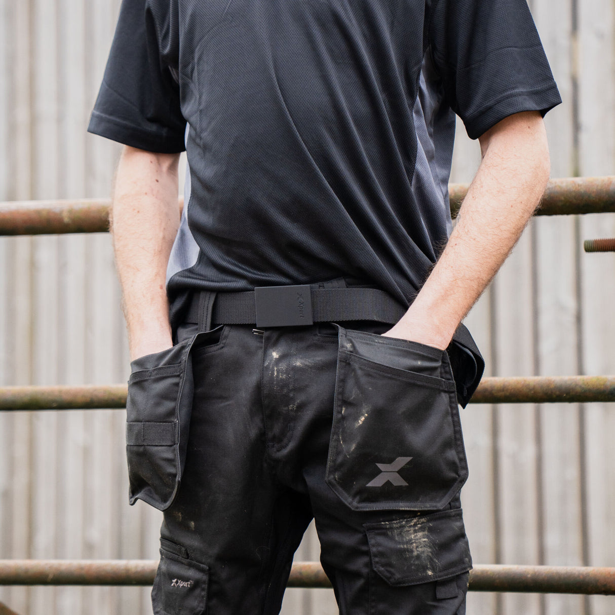 Xpert Pro Black Stretch Work Belt with Rubberised Buckle | BB-XPP14