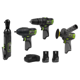 Sealey | 4 x SV10.8 Series Cordless Combo Kit 10.8V - 2 Batteries & Euro Plug - CP108VCOMBO1EU