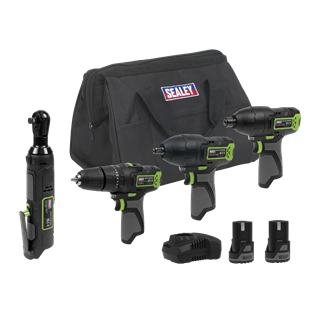 Sealey | 4 x SV10.8 Series Cordless Combo Kit 10.8V - 2 Batteries & Euro Plug - CP108VCOMBO2EU