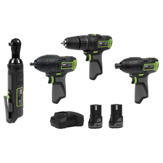 Sealey | 4 x SV10.8 Series Cordless Combo Kit 10.8V - 2 Batteries & Euro Plug - CP108VCOMBO2EU