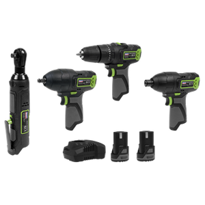 Sealey | 4 x SV10.8 Series Cordless Combo Kit 10.8V - 2 Batteries & Euro Plug - CP108VCOMBO2EU