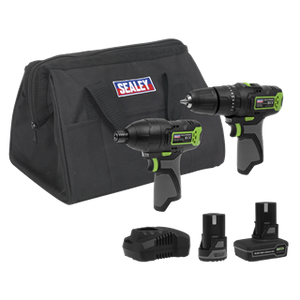 Sealey | 2 x SV10.8 Series Cordless Combi Drill & Impact Driver Kit 10.8V - 2 Batteries - CP108VCOMBO3