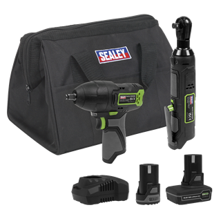 Sealey | 2 x SV10.8 Series Cordless Impact Wrench & Ratchet Wrench Kit 10.8V - 2 Batteries - CP108VCOMBO6