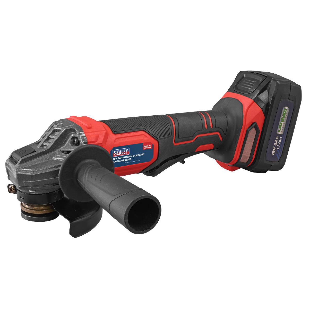 Sealey | 115mm Cordless Angle Grinder 18V 3Ah - Red - CP401LI