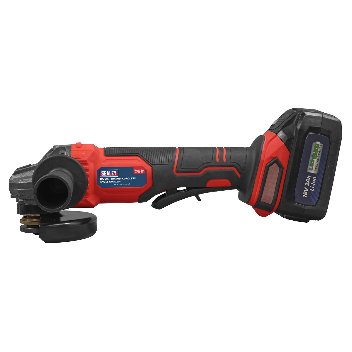 Sealey | 115mm Cordless Angle Grinder 18V 3Ah - Red - CP401LI