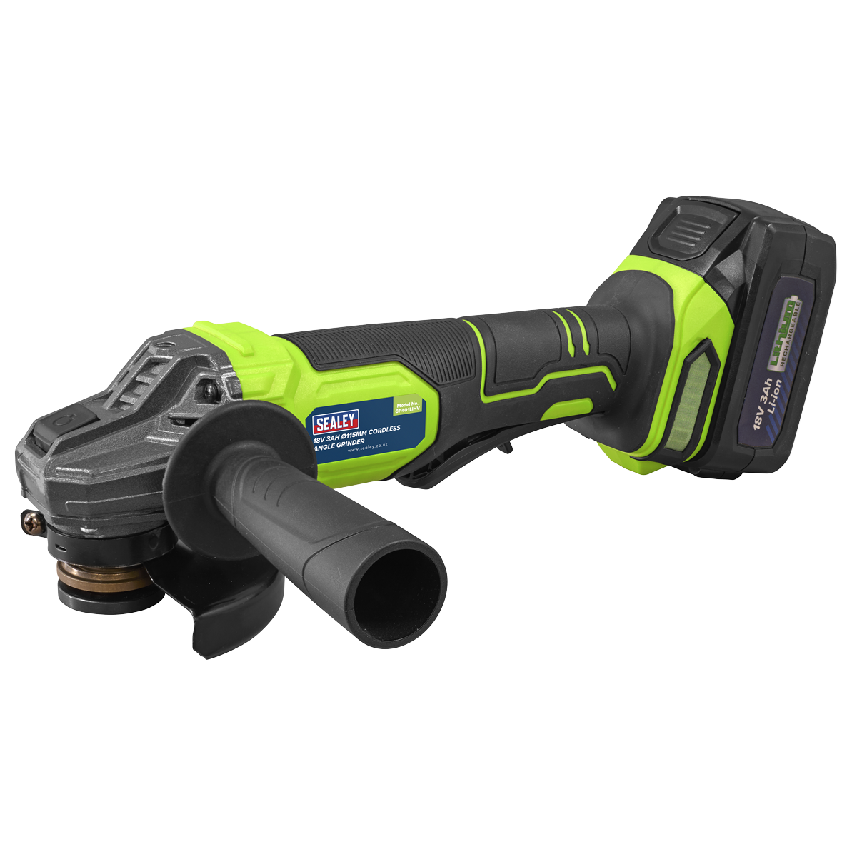 Sealey | 18V 3Ah 115mm Cordless Angle Grinder - Green - CP401LIHV