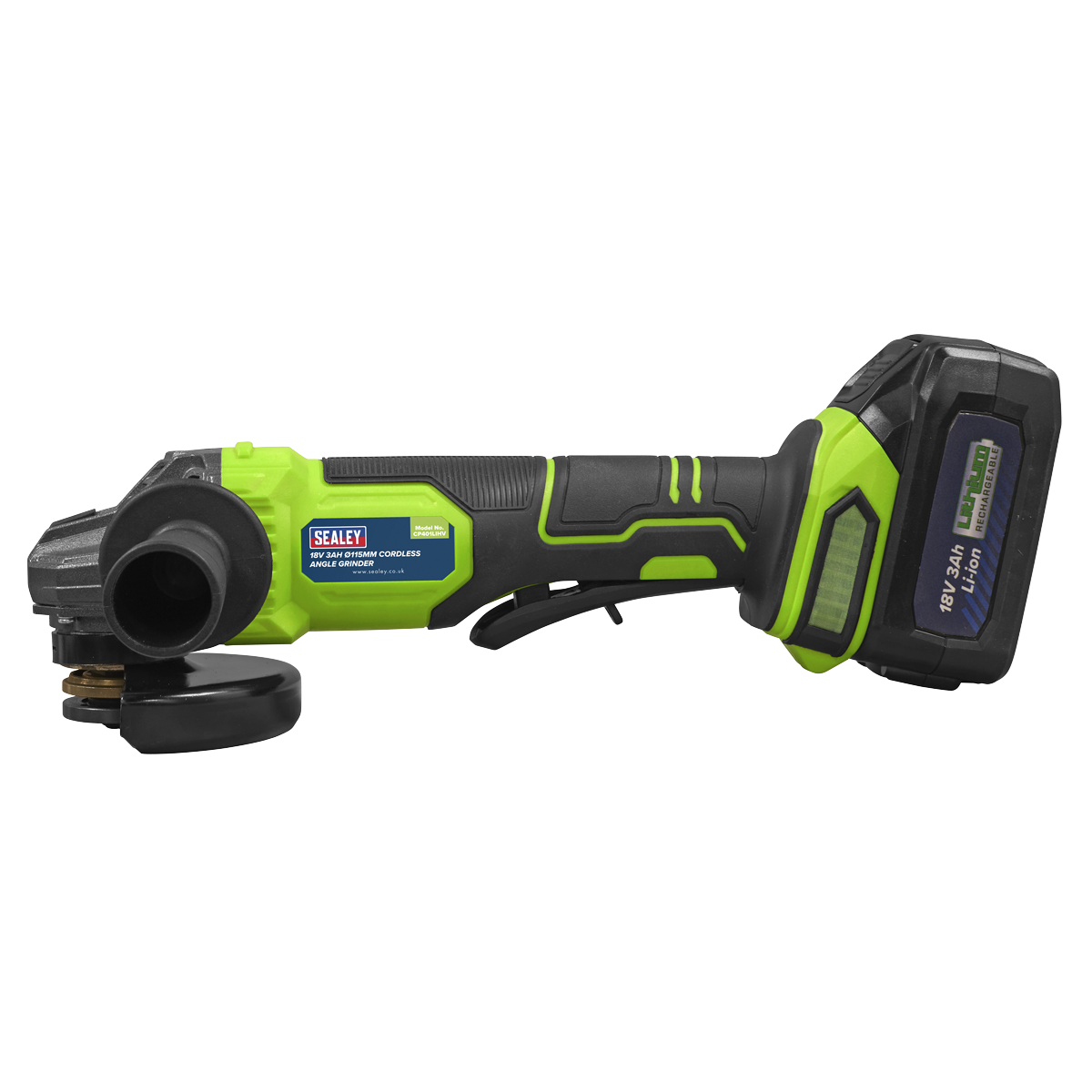 Sealey | 18V 3Ah 115mm Cordless Angle Grinder - Green - CP401LIHV