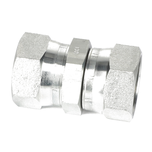 The AGCO | FITTING - AG726766 by AGCO — a robust metal pipe fitting with threaded connectors on both ends, ideal for joining two sections of piping — is shown against a white background. No current product description fully conveys its durability and efficiency.