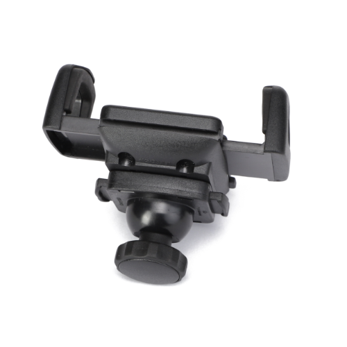 The AGCO Holder - G842810100200 is a black phone holder featuring adjustable clamps and a rotating base, ideal for mounting devices in Fendt Vario SCR tractors.