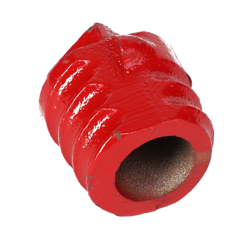 AGCO Plug - Sn3041 is a red, cylindrical-shaped metal part featuring ridges and an open central cavity.