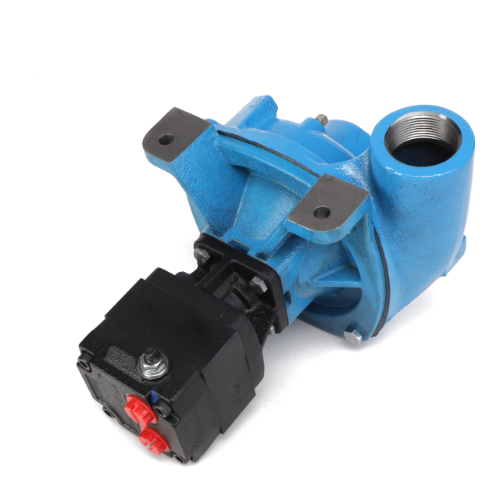 The AGCO PUMP - AG523460 from AGCO features a blue, cylindrical body along with a black attachment that includes red and black knobs.