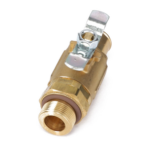 The AGCO Oil Drain Valve - Acw1762570, a brass valve with a lever handle designed to control fluid flow in plumbing systems, is displayed against a white background.