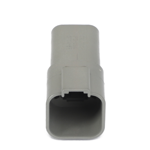 AGCO Receptacle Connector (AG520747) in gray plastic with a rectangular opening on one end, displayed against a white background. No current product description information available.