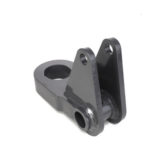 A metallic bracket with two upright sections featuring holes for bolts and a circular base, ideal for the AGCO Hitch, Disc Ripper - Acp0015810 in AGCO Parts.