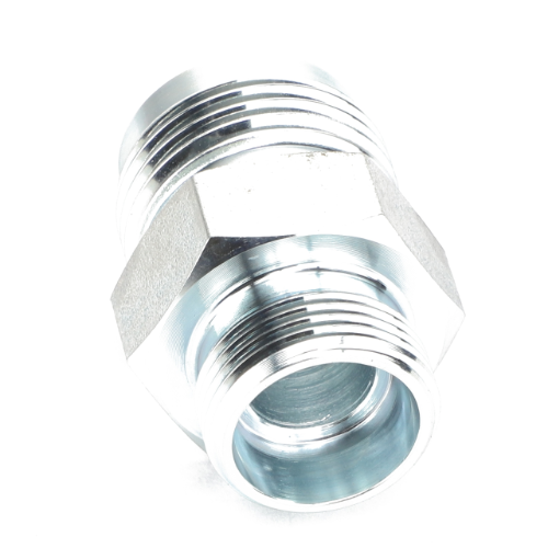 The AGCO FITTING - AL11120601 is a metallic threaded connector featuring two different thread sizes, commonly utilized in plumbing or industrial applications. No additional product description information is currently available.