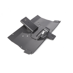 The AGCO | Skid Plate - Acw2149540 by AGCO is a black metal automotive skid plate, equipped with brackets and mounting holes, specifically designed for underbody protection. Its superior durability stands out even though there is no current product description available for comparison.