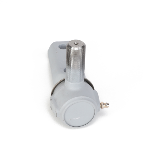 The AGCO | END - 8025363 metal automotive suspension component, featuring a threaded shaft and grease fitting, is displayed against a white background. For any questions prior to ordering, please contact our support team.