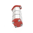 An AGCO | Pump - Acp0514510, a metallic hydraulic pump featuring a red top and bottom, secured by bolts. Current product description not available.