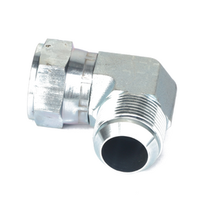 An AGCO adapter fitting (Model AG711265) with a metallic 90-degree elbow, featuring a threaded end and coupling nut.