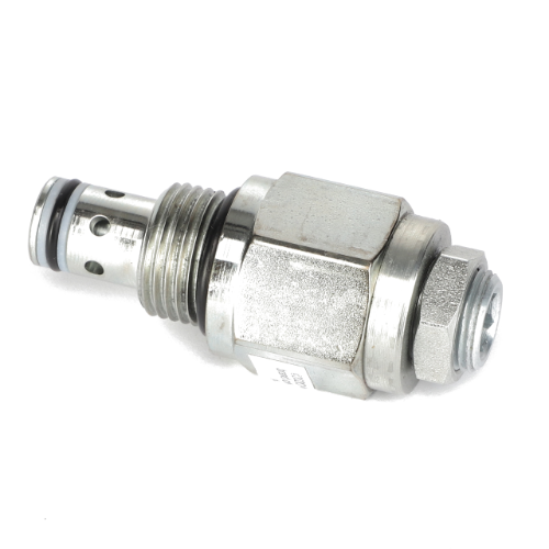 The AGCO | NEEDLE VALVE - AG334018, a metal hydraulic valve featuring various threaded sections and O-rings, is set against a white background. Product description information is currently unavailable.