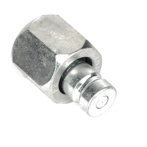 A close-up image of the AGCO | PRESSURE TEST PORT FITTING - AG519115, featuring a metal hydraulic quick-connect coupling with a hexagonal nut. No current product description information is available.