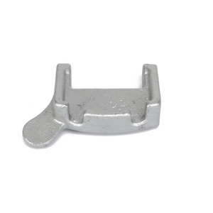 A small, rectangular metallic component with a protruding tab on one side, the AGCO Block - Fel200020, ideal for Fendt Fitment, placed on a white background.