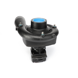 A sleek black AGCO centrifugal pump (AG128977) featuring a vibrant blue inlet, bolts, and mounting hardware, isolated on a pristine white background. No current product description information is available.