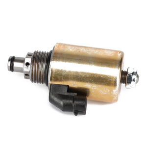 AGCO's KIT, SOLENOID - AG721730 is a metallic automotive part with a cylindrical shape and a threaded end, featuring a black plastic connector. Currently, there is no detailed product description available.