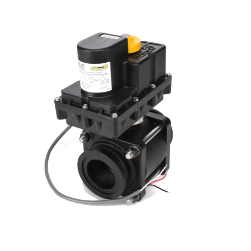 The AGCO | MANIFOLD - AG727419, a sleek black industrial solenoid valve from AGCO, features attached wiring and clearly labeled components, meticulously designed for precision control of fluid or gas flow.