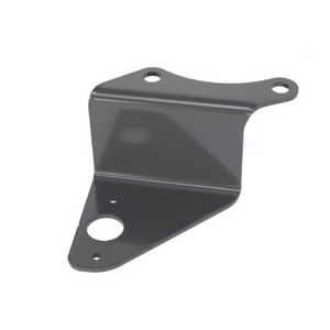 The AGCO | Sensor Bracket - Acw248042A by AGCO is a sleek, black metal bracket distinguished by its distinctive triangular shape, three mounting holes, and one rounded corner.