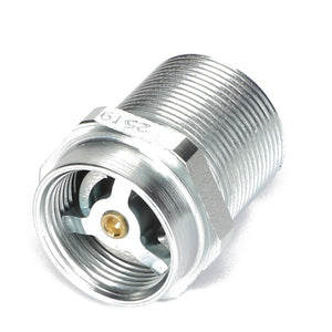 The AGCO Connection - Acw5512350 is a silver-threaded metal connector with a central opening, featuring internal grooves and a small gold-colored component. Currently, no product description information is available for this item.