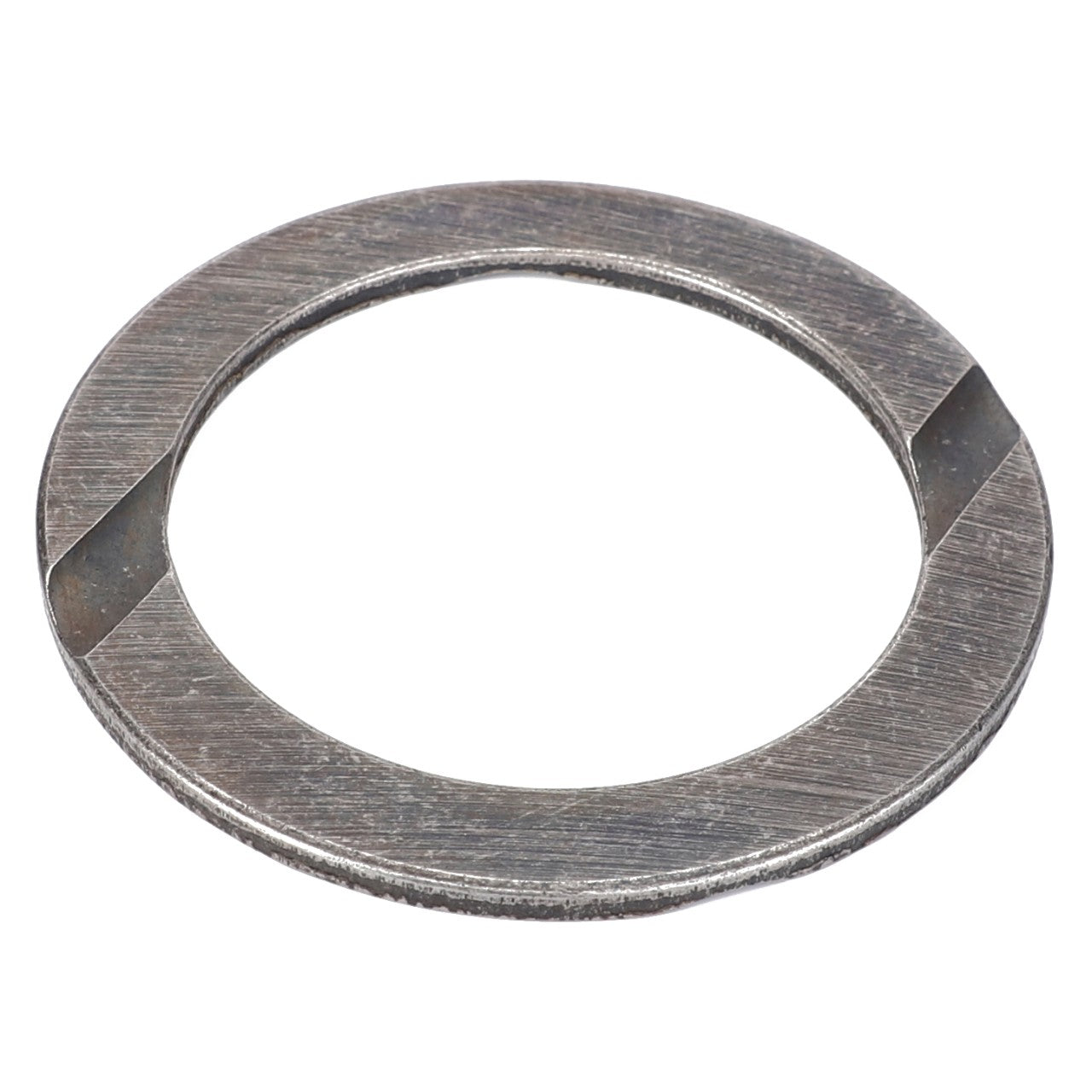 The AGCO Disc - 816300020600 is a flat, circular metal washer with a cutout on one edge for easy installation.